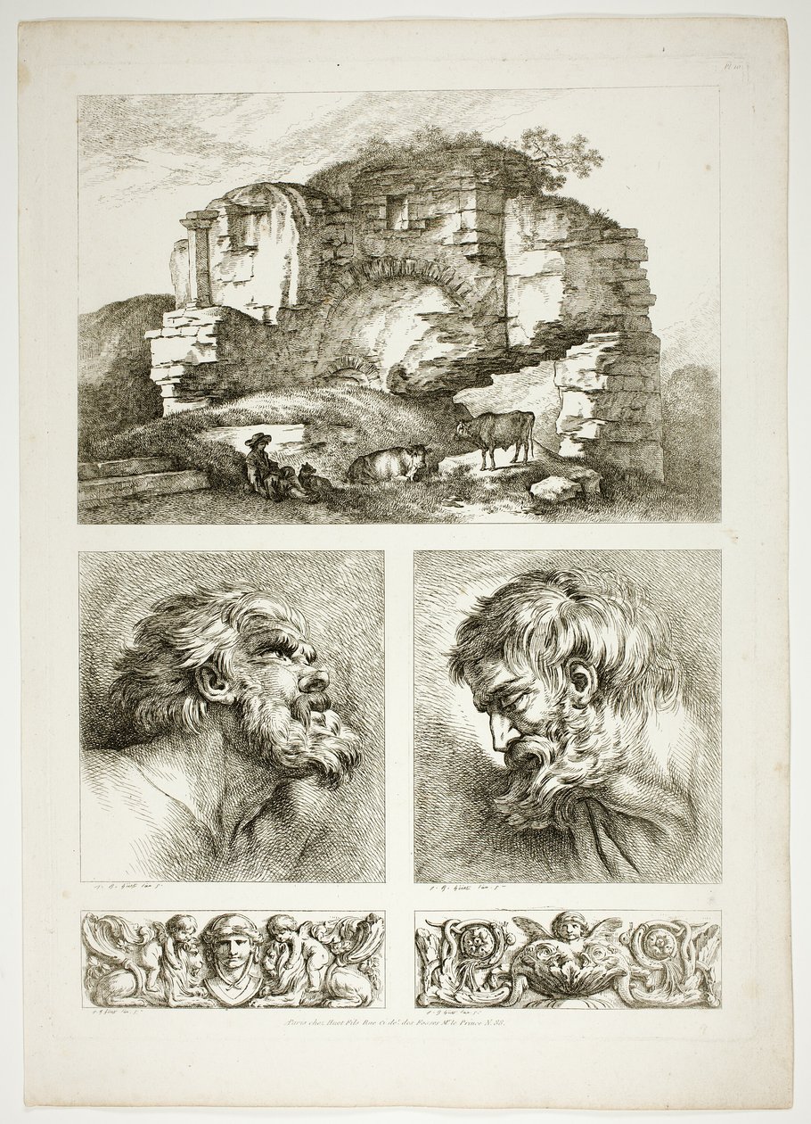Tafel Zehn von 38 aus Oeuvres de J. B. Huet von Jean Baptiste Huet