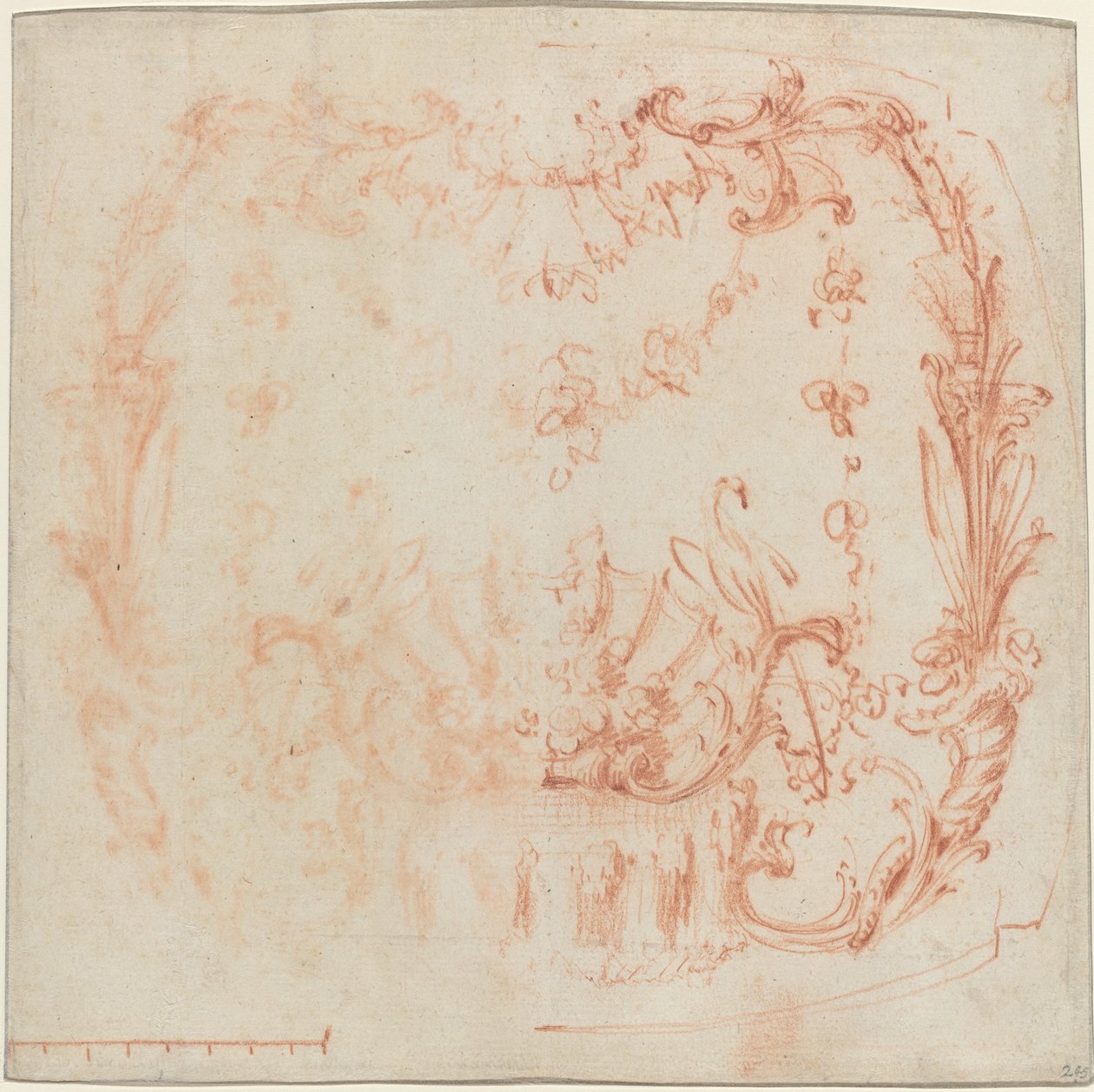 Rokoko-Wanddesign mit einem Brunnen und Schwänen von Jean Baptiste Joseph Pater