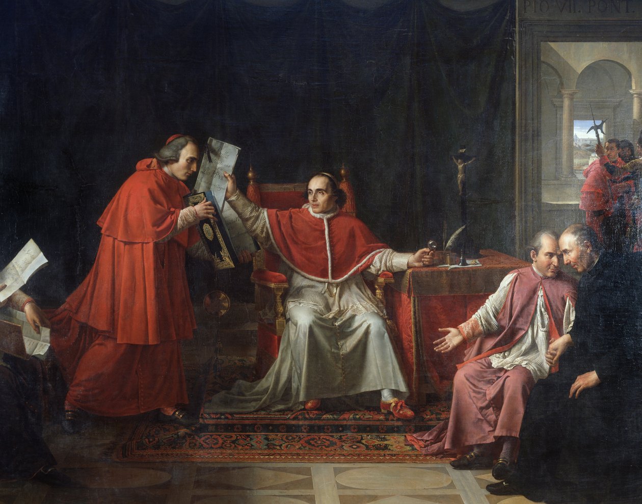 Unterzeichnung des Konkordats zwischen Frankreich und dem Heiligen Stuhl durch Papst Pius VII, 15. August von Jean Baptiste Joseph Wicar