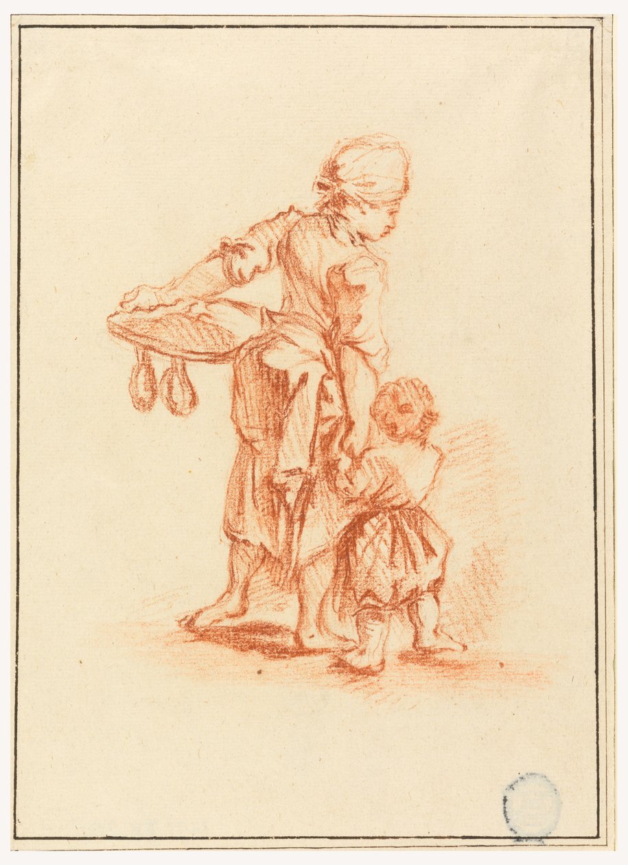 Frau führt ein Kind von Jean Baptiste Le Prince