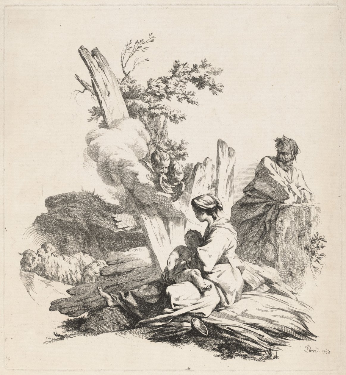 Ruhe auf der Flucht nach Ägypten von Jean Baptiste Marie Pierre