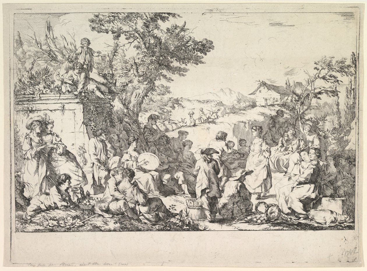 Dorffest Fête de village dans la campagne romaine, ca. 1735-40 von Jean Baptiste Marie Pierre