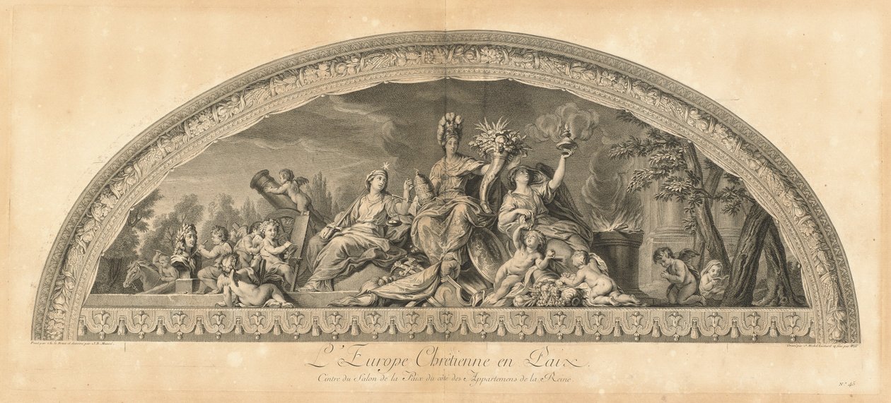 Das christliche Europa in Frieden, Zentrum des Salons des Friedens neben den Gemächern der Königin [Tafel 45] von Jean Baptiste Masse