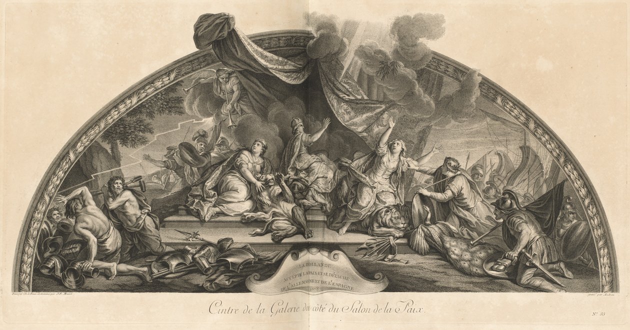 Holland akzeptiert den Frieden und löst sich von Deutschland und Spanien 1678, Mitte der Galerie neben dem Friedenssalon von Jean Baptiste Masse