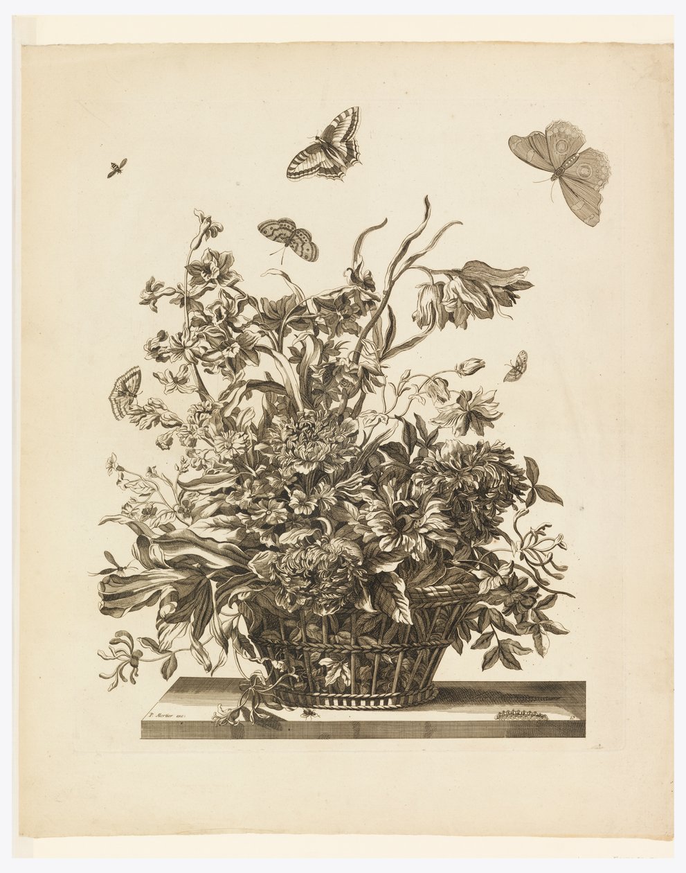Tafel 10, aus dem Set Blumen in einem Korb von Jean Baptiste Monnoyer