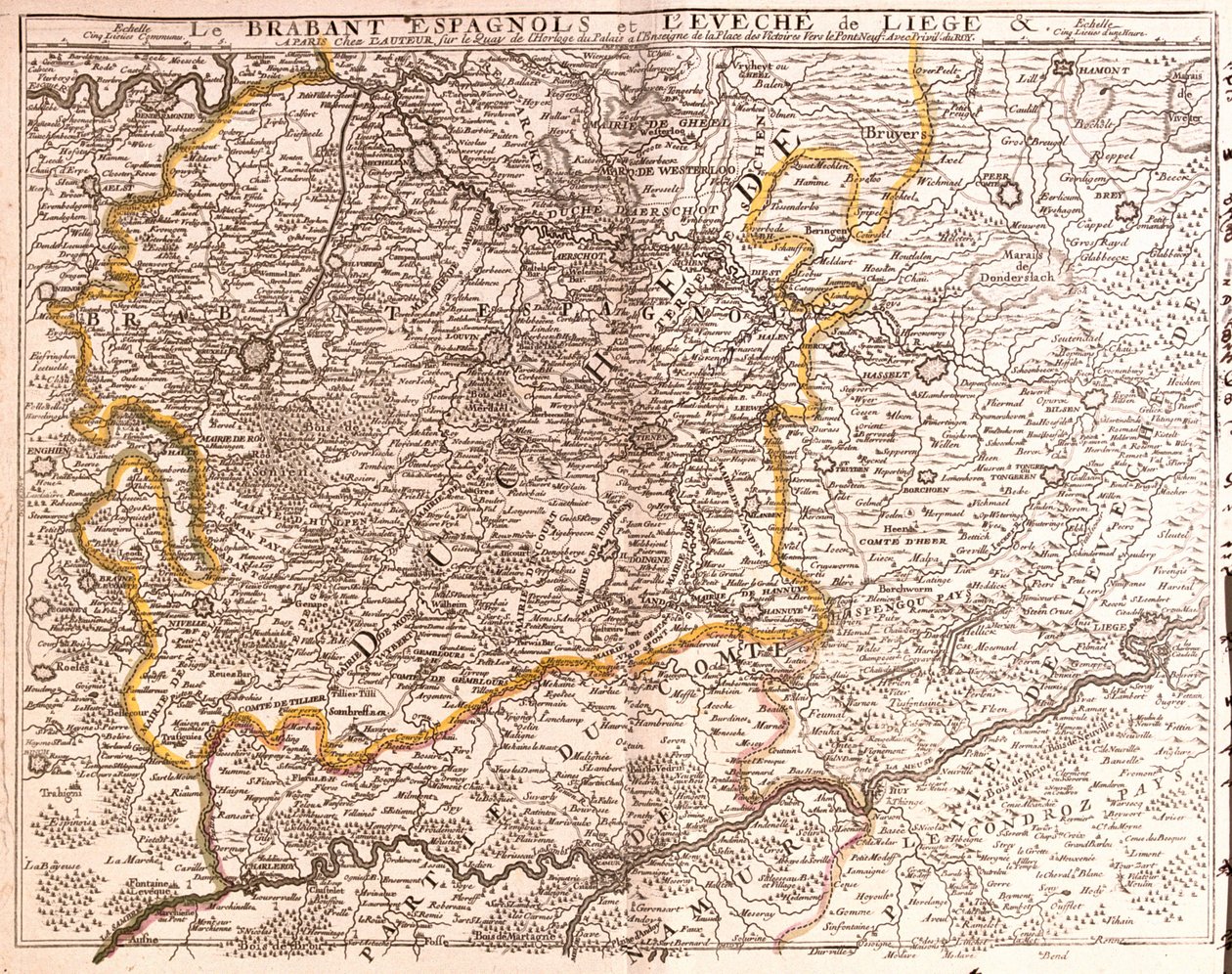 Karte von Spanisch Brabant (Flämisch und Wallonisch Brabant) und dem Bistum Lüttich (Belgien) (Gravur) von Jean Baptiste Nolin
