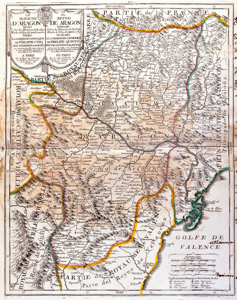 Karte des Königreichs Aragon (Spanien) von Jean Baptiste Nolin
