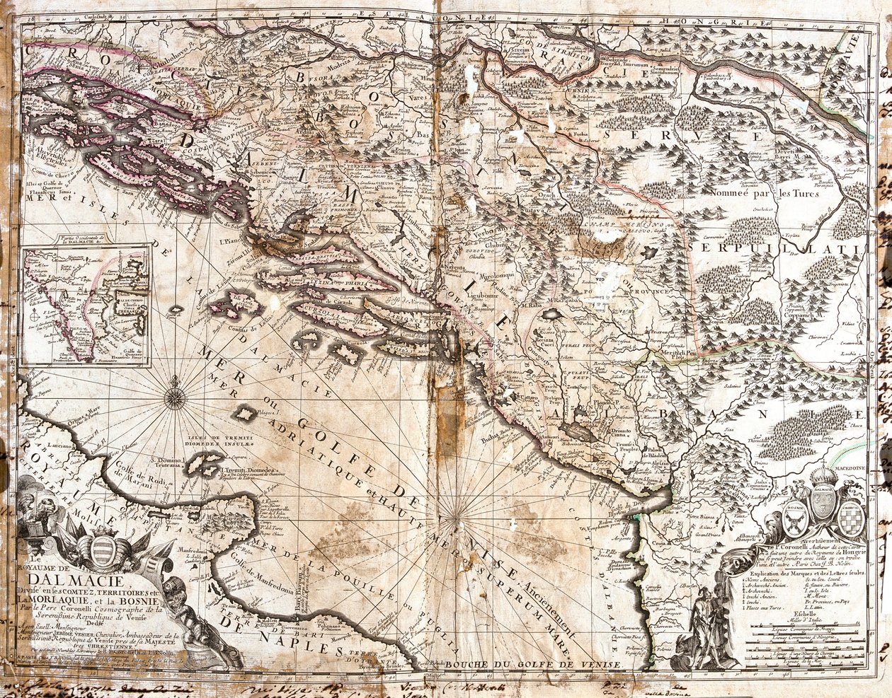 Karte des Königreichs Dalmatien (heutiges Kroatien und Montenegro), an der Küste des Golfs von Venedig (Adriatisches Meer) von Jean Baptiste Nolin