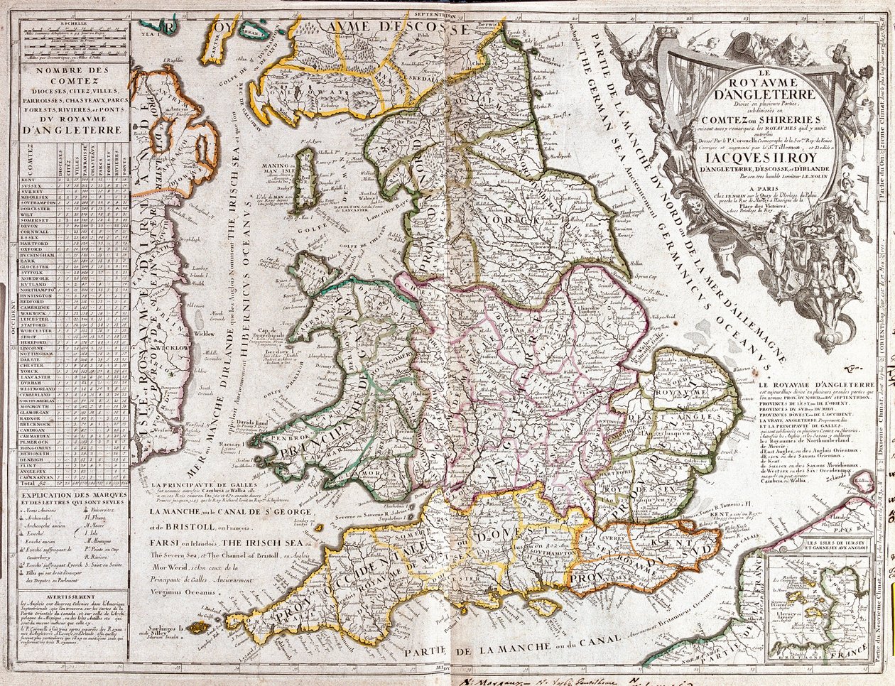 Karte des Königreichs England unter der Herrschaft von James II (Gravur) von Jean Baptiste Nolin