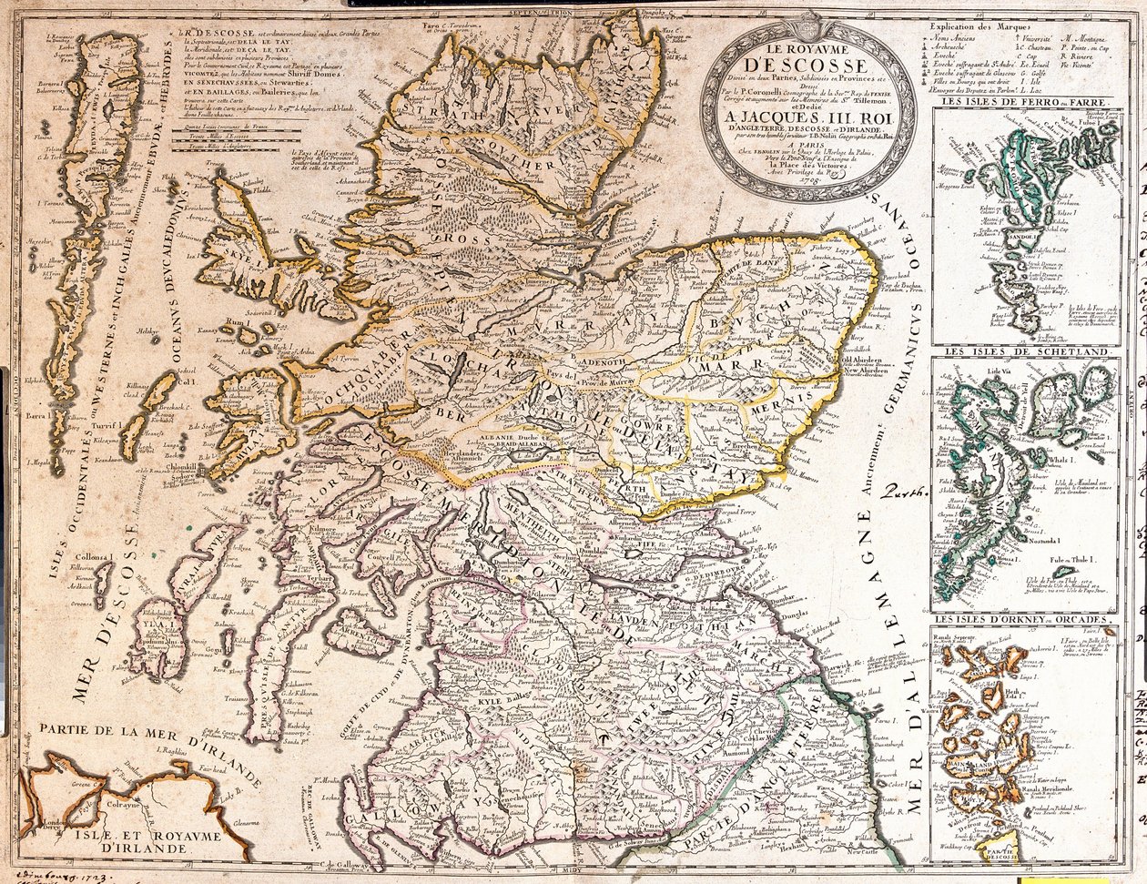 Karte des Königreichs Schottland unter der Herrschaft von James II von Jean Baptiste Nolin