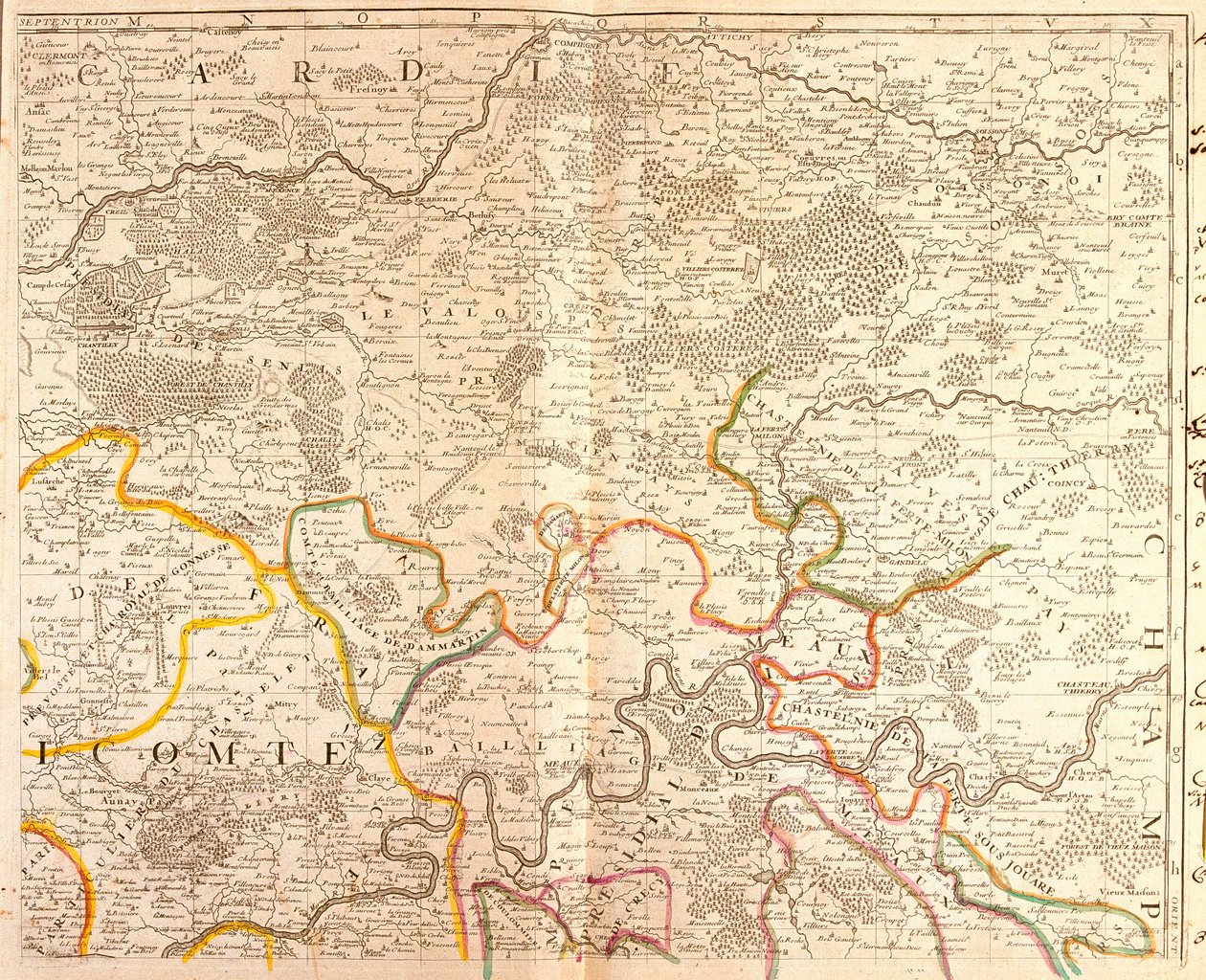 Karte des Nordostens der Île-de-France von Jean Baptiste Nolin