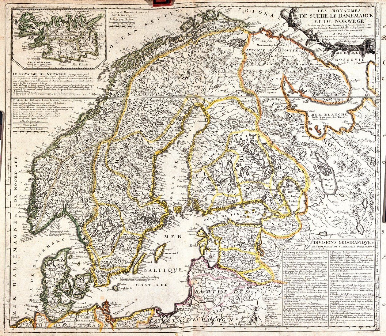 Karte der Königreiche Norwegen, Schweden und Dänemark von Jean Baptiste Nolin