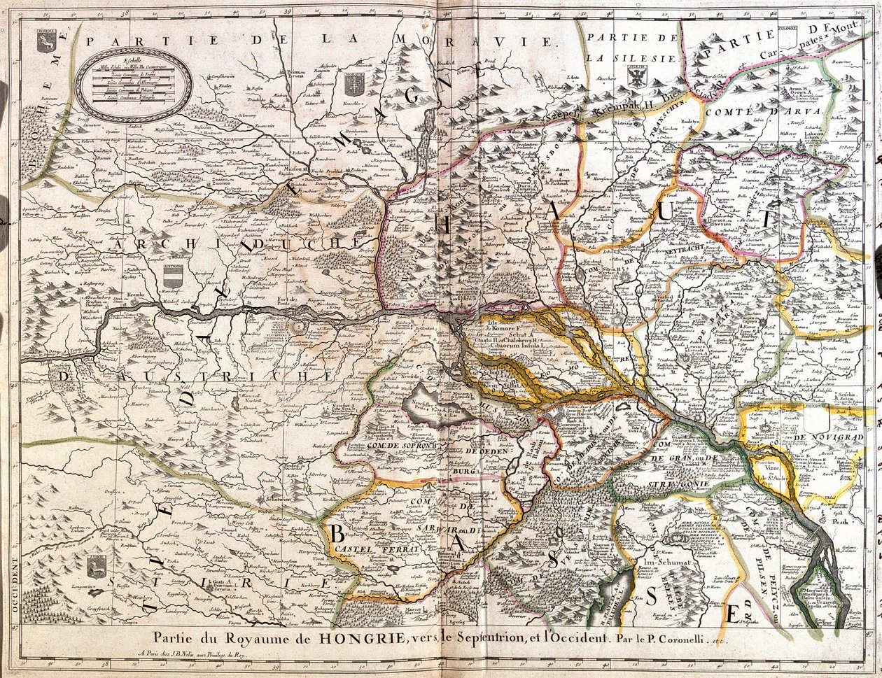 Karte des nordwestlichen Teils des Königreichs Ungarn von Jean Baptiste Nolin