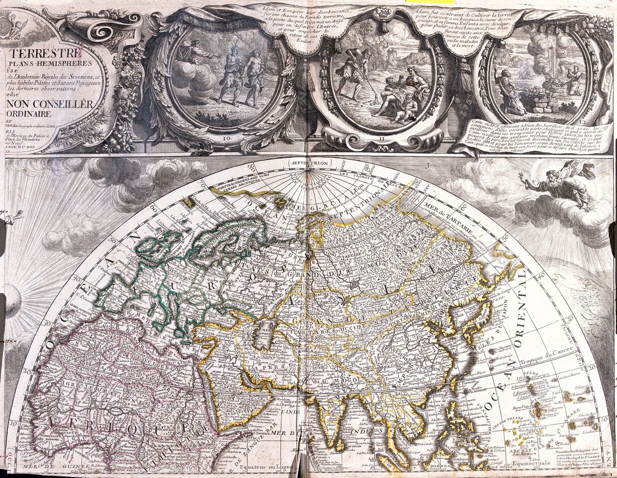 Karte der nördlichen Hemisphäre der Welt von Jean Baptiste Nolin