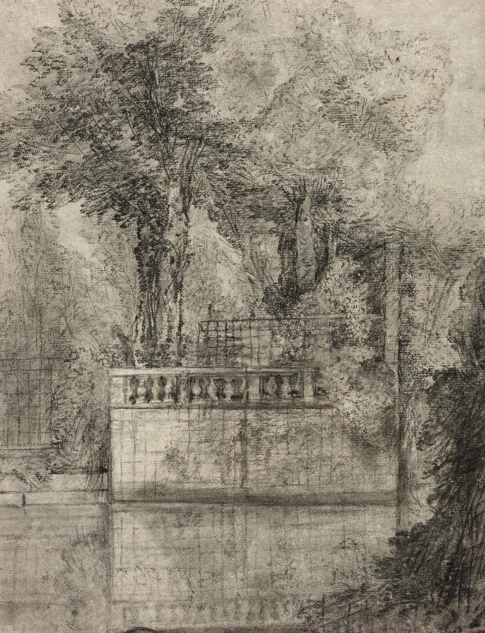 Gitterwerk und Spiegelbecken in Arcueil, 1744-47 von Jean Baptiste Oudry