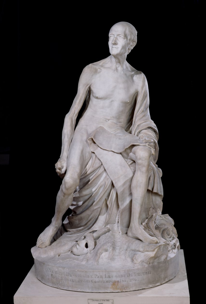Sitzende Statue von Voltaire (1694-1778) 1776 (Marmor) von Jean Baptiste Pigalle