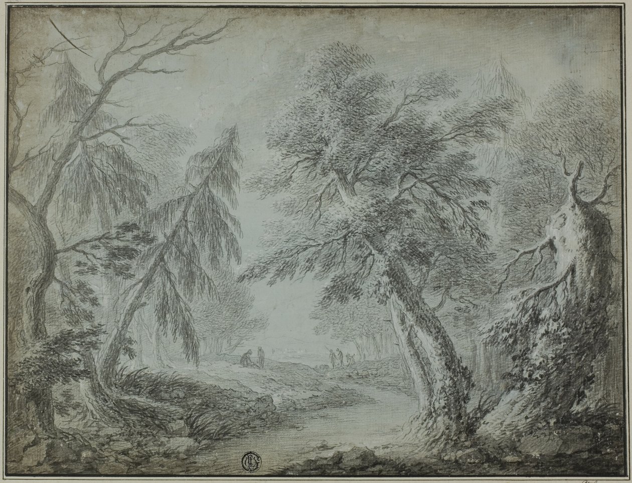 Wald mit Bach und Figuren von Jean Baptiste Pillement