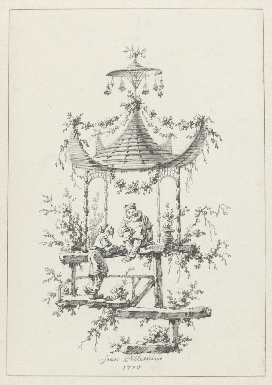 Ornamentale Komposition im Chinoiserie-Stil von Jean Baptiste Pillement