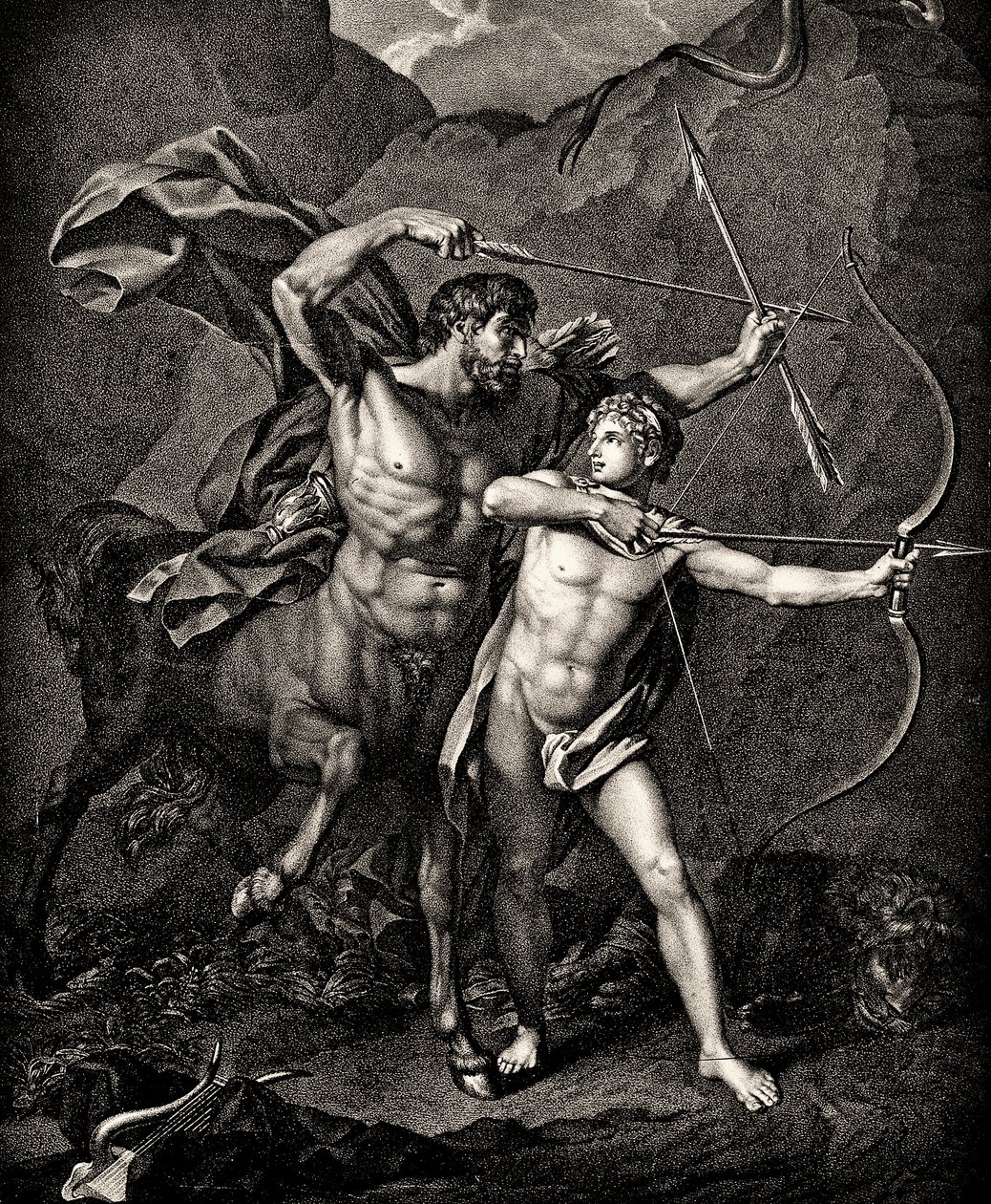 Die Erziehung des Achilles durch Chiron, um 1798 von Jean Baptiste Regnault
