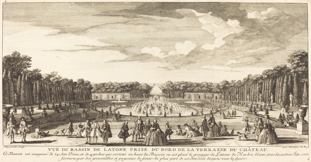 Ansicht des Latonabeckens vom Rand der Terrasse des Schlosses von Jean Baptiste Rigaud