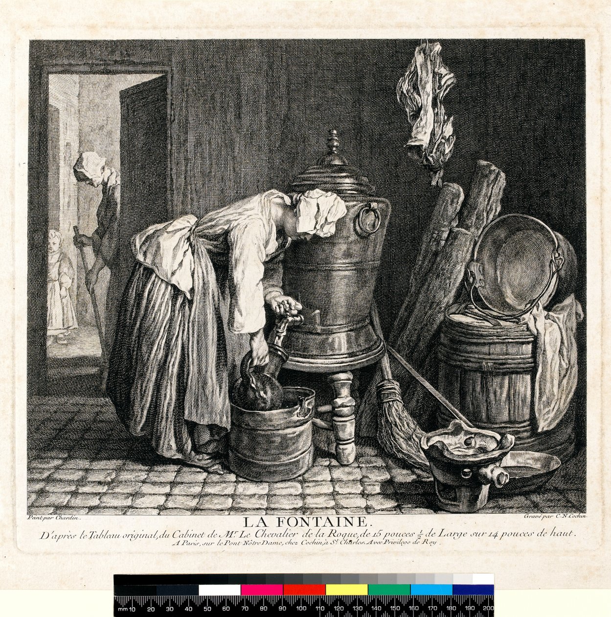 La Fontaine, graviert von Charles Nicolas Cochin I von Jean Baptiste Simeon (after) Chardin