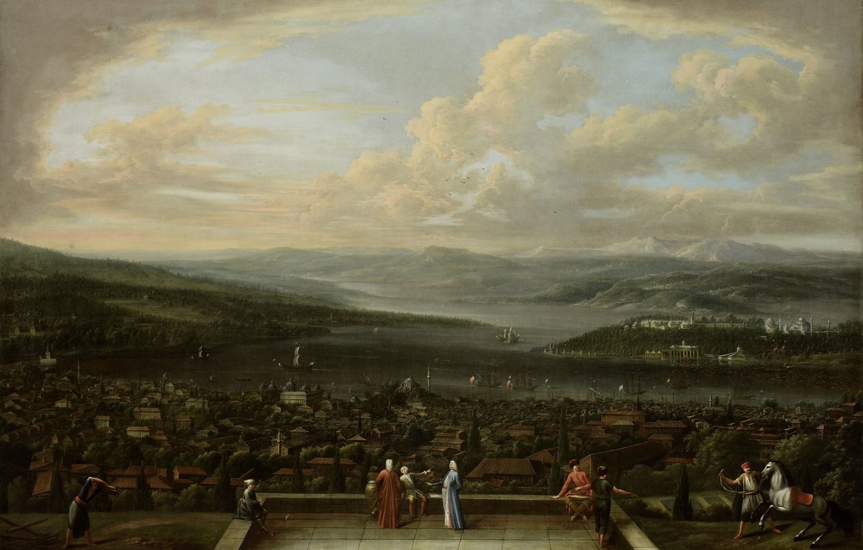 Blick auf Istanbul von der niederländischen Botschaft in Pera, ca. 1720-37 von Jean Baptiste Vanmour