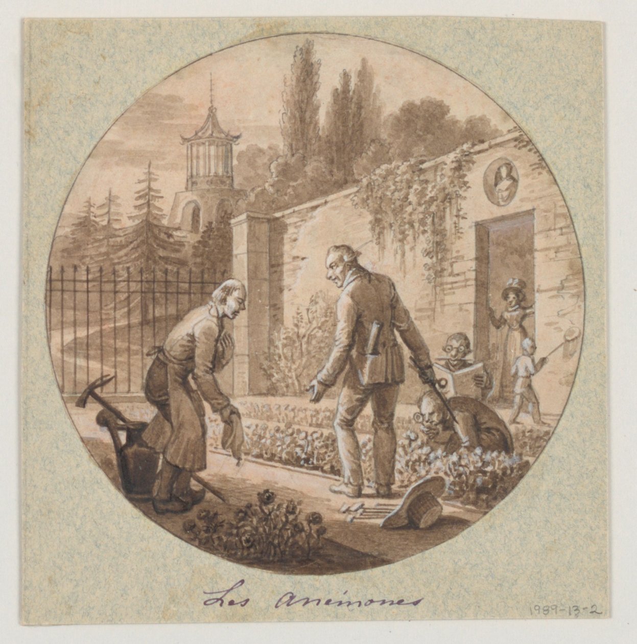 Design für einen bemalten Porzellanteller, Les Anémones für den Service de la Culture des Fleurs von Jean Charles Develly