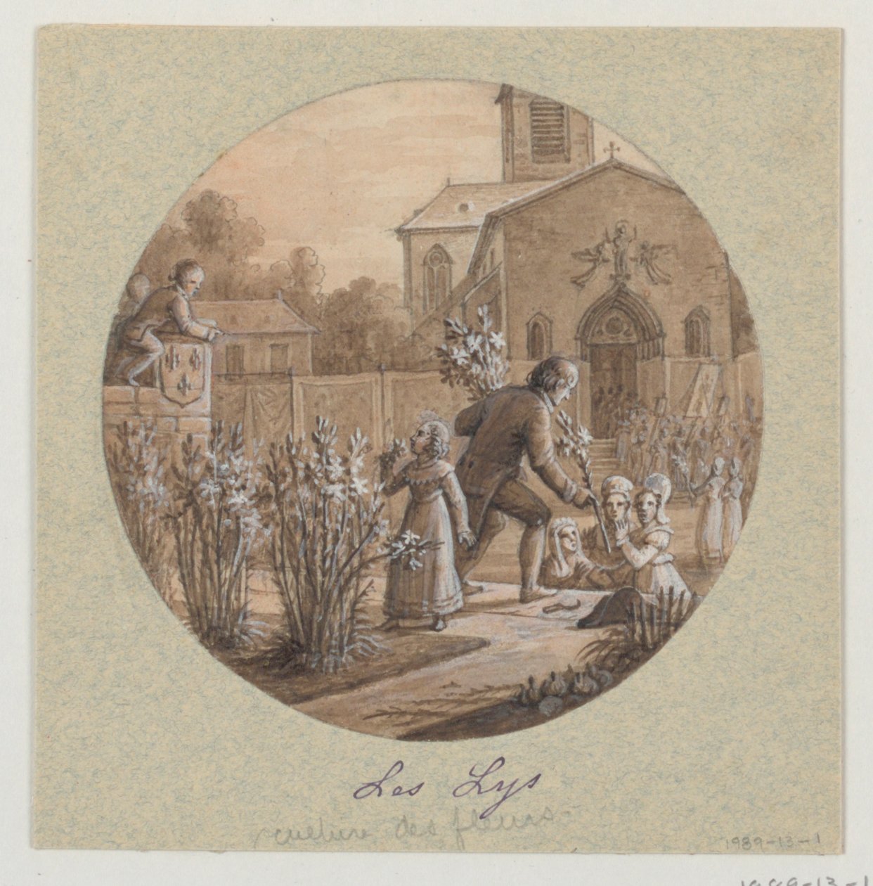 Entwurf für einen bemalten Porzellanteller, Les Lys (Lilien) aus dem Service de la Culture des Fleurs (Blumenkulturdienst) von Jean Charles Develly
