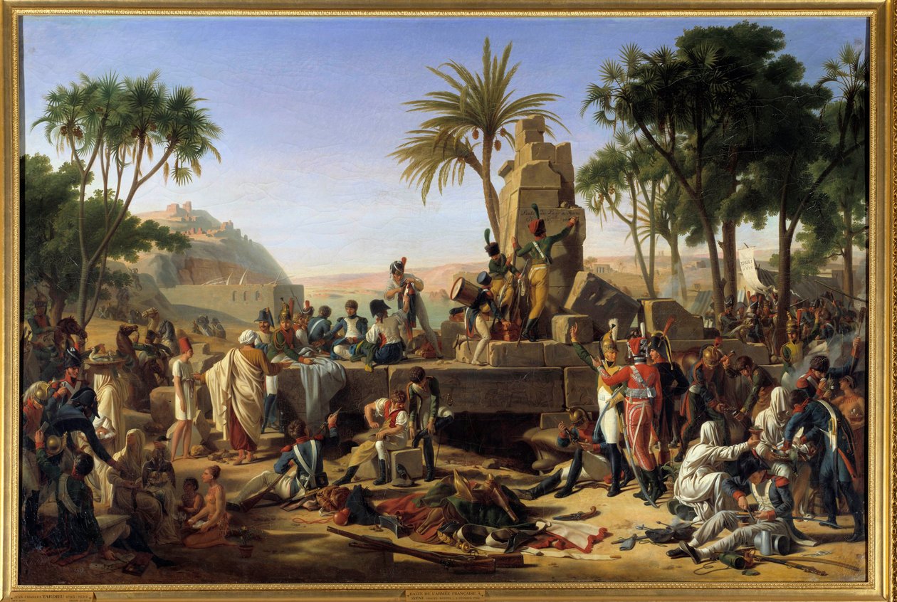 Kampagne (Expedition) von Ägypten (1798-1801): Halt der französischen Armee in Syene in Oberägypten, 2. Februar 1799 von Jean Charles Tardieu