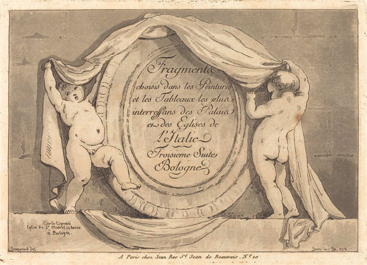 Titelseite: Ovales Design aus der Kirche San Michele de Bosco, Bologna von Jean Claude Richard de Saint Non after Jean Honoré Fragonard after Carlo Cignani