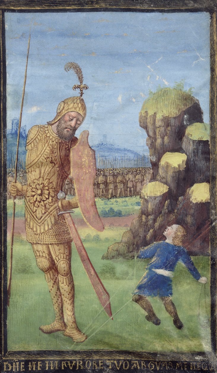 David und Goliath, aus einem Stundenbuch, ca. 1470 von Jean Colombe