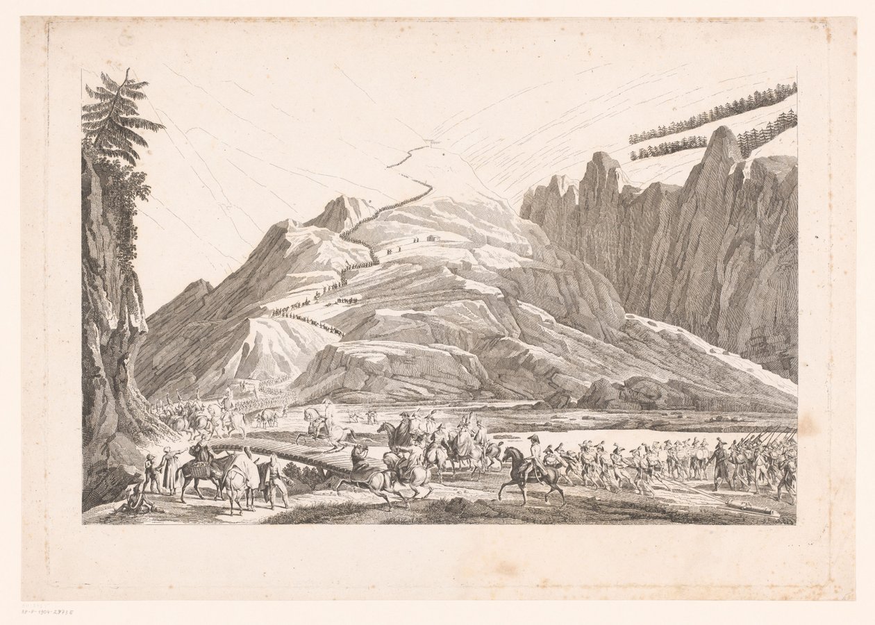 Berglandschaft mit reisender Kavallerie von Jean Duplessis Bertaux (attributed to)