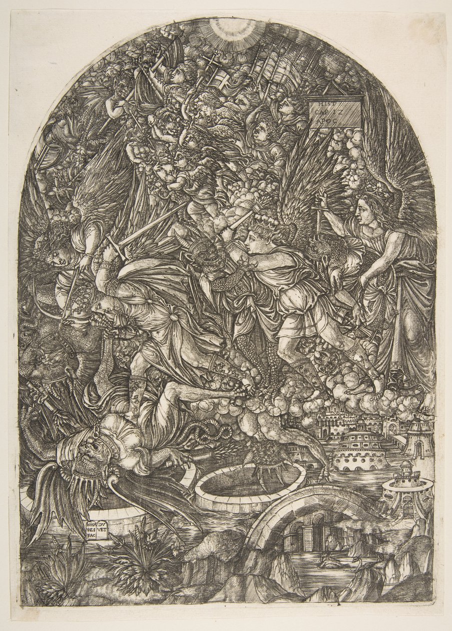 Sankt Michael und der Drache, aus der Apokalypse, n.d. von Jean Duvet