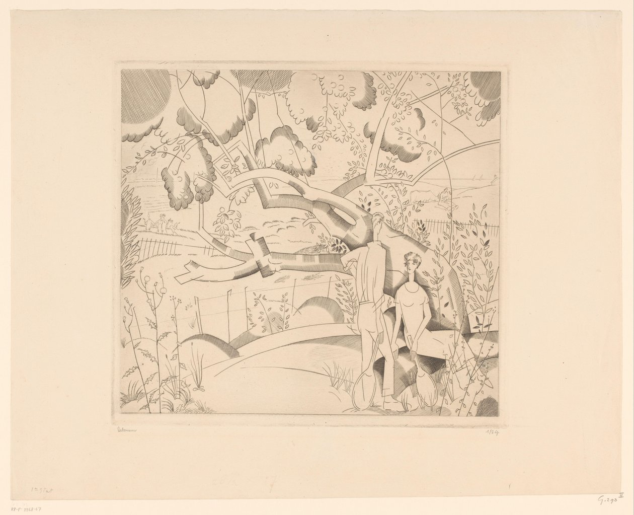 Ruhende Tennisspieler bei einem Birnbaum von Jean Emile Laboureur (signed by artist)