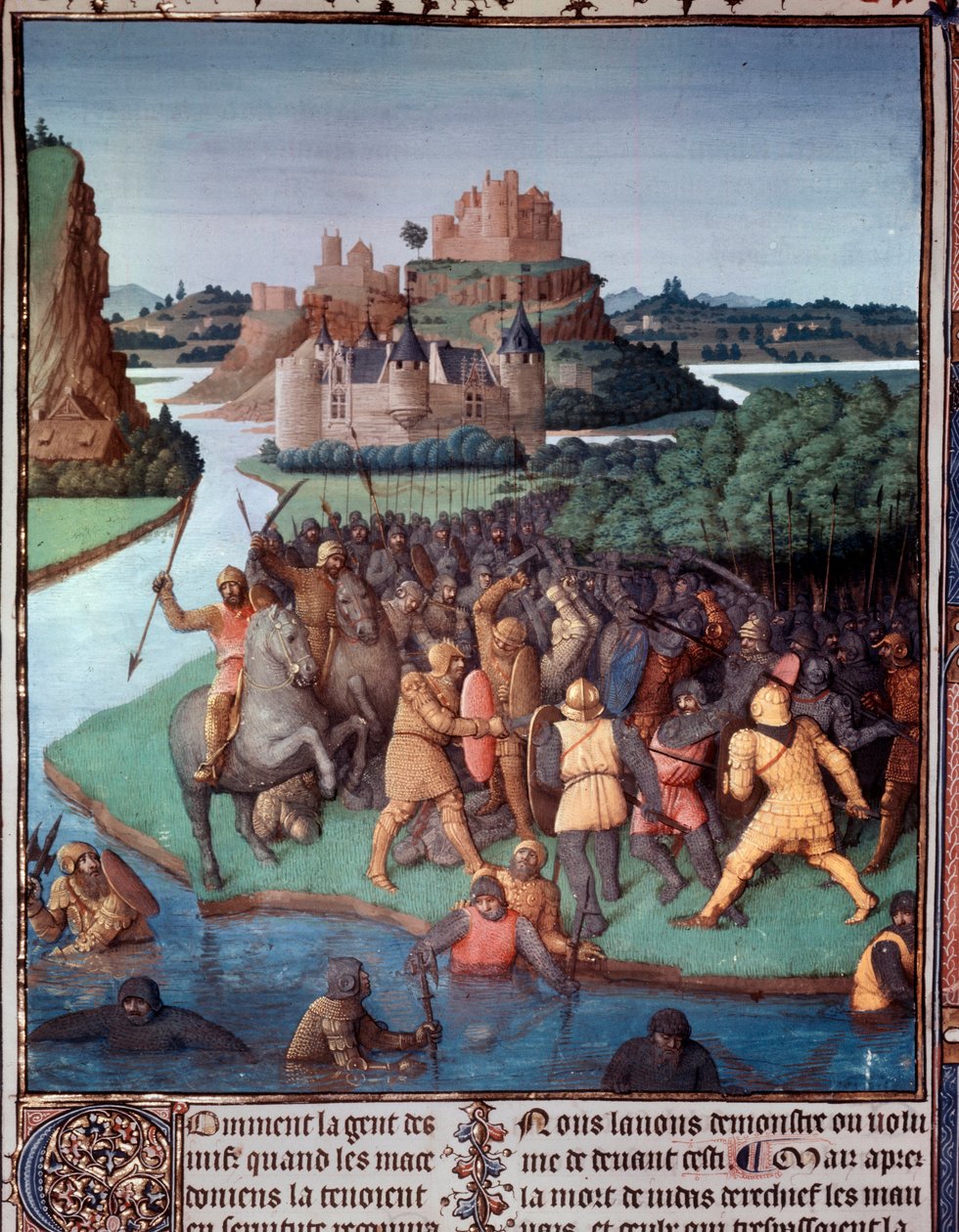 Schlacht zwischen Juden und Mazedoniern Miniatur aus „Das Buch der alten Juden“ (Jüdische Altertümer) von Jean Fouquet (1420-1481) 15. Jahrhundert Paris, B.N. von Jean Fouquet