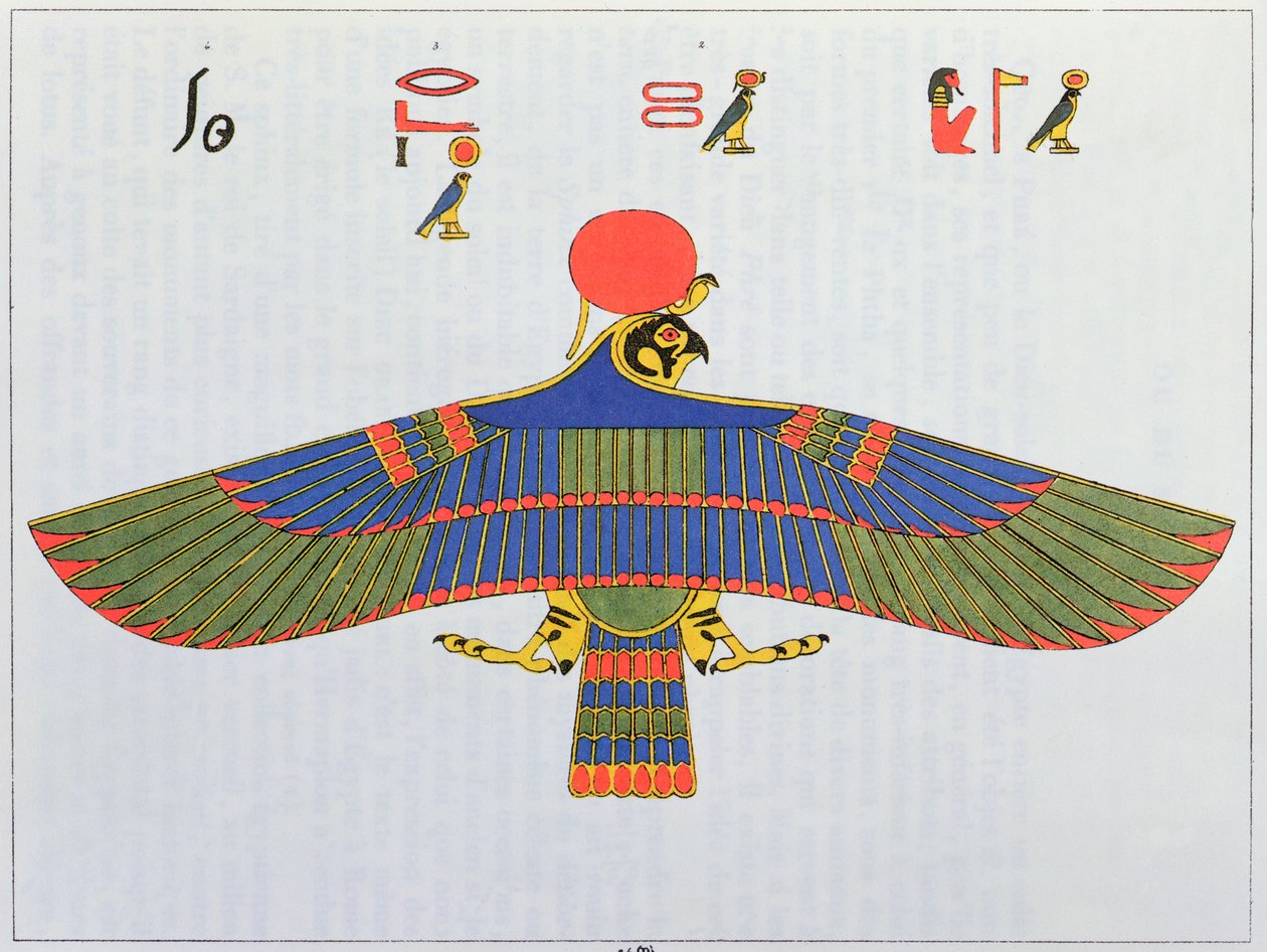 Der Gott Horus dargestellt in Form eines Sperberfalken, 1823 von Jean Francois Champollion