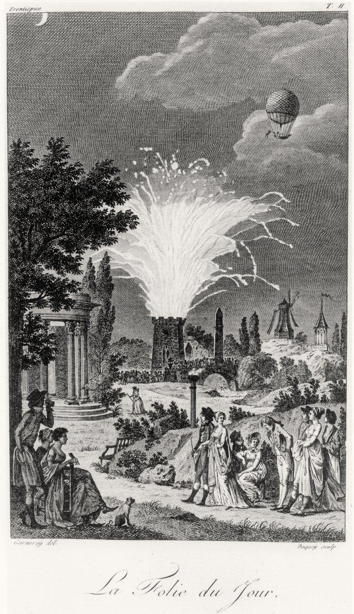 Feuerwerk im Jardin de Tivoli, um 1826 von Jean Francois Garneray