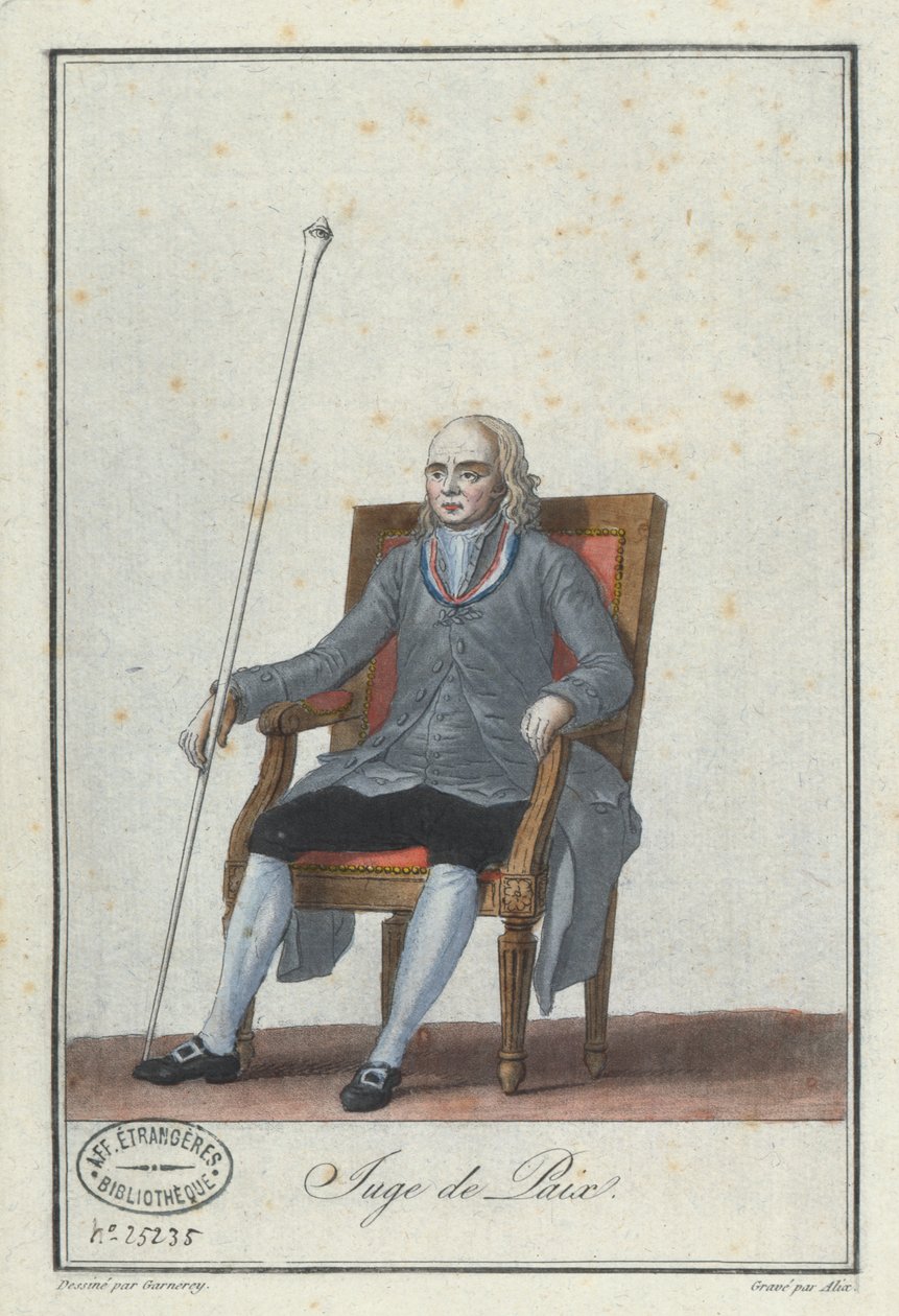Friedensrichter, graviert von Alix, aus einem Buch über französische Directoire-Kostüme von Jean Francois Garneray