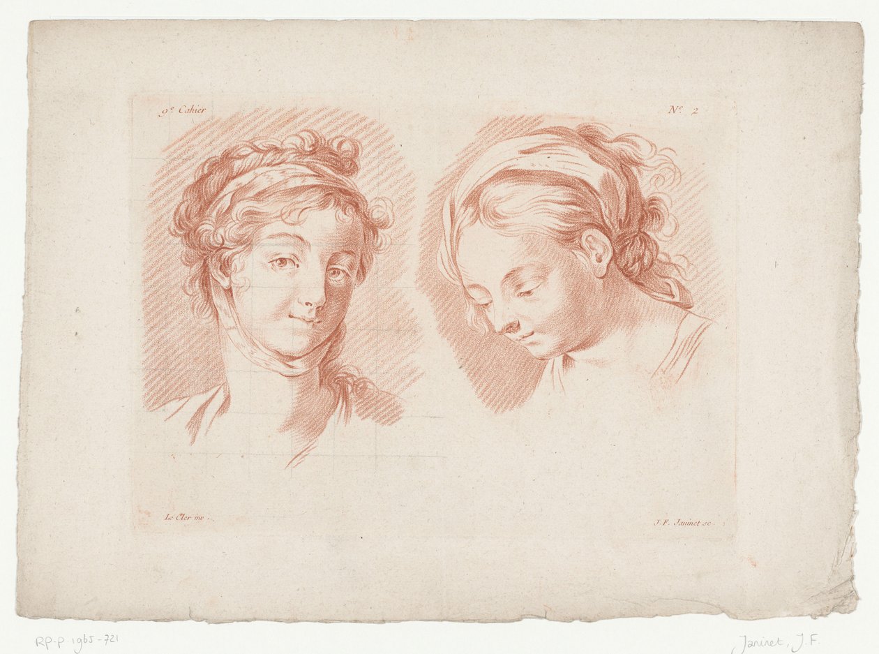 Zwei Frauenköpfe von Jean Francois Janinet