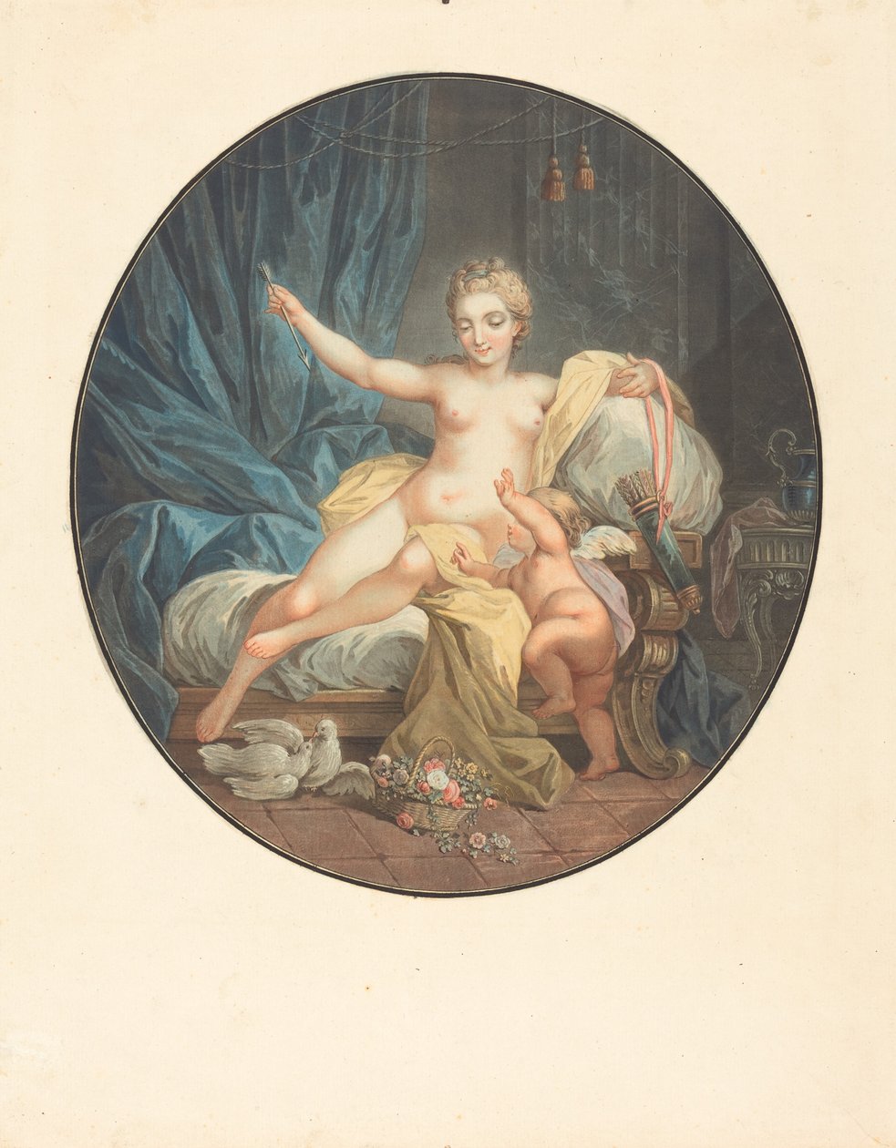 Venus entwaffnet Amor von Jean-Francois Janinet