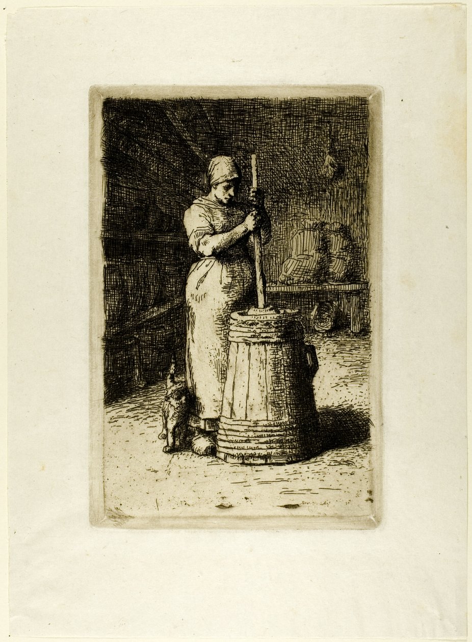 Eine Frau beim Buttern von Jean-Francois Millet