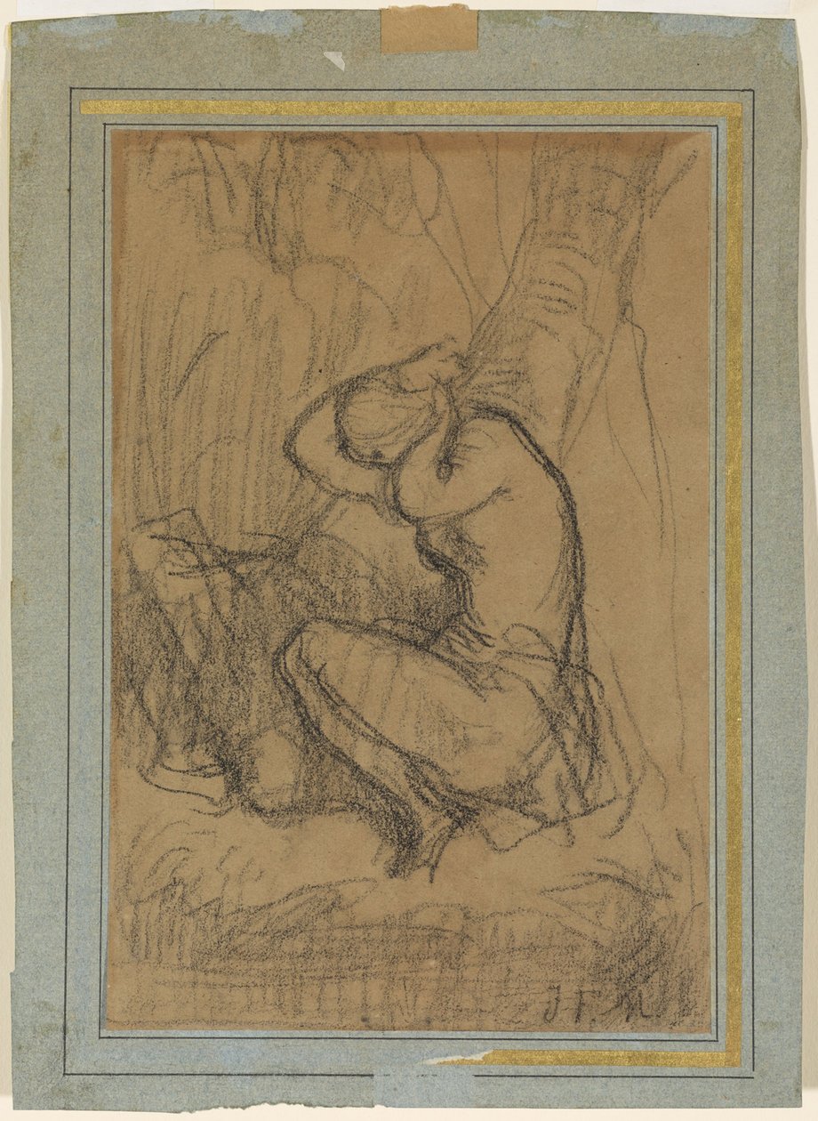 Junge Frau, sich die langen Haare nach dem Bade hochsteckend von Jean Francois Millet