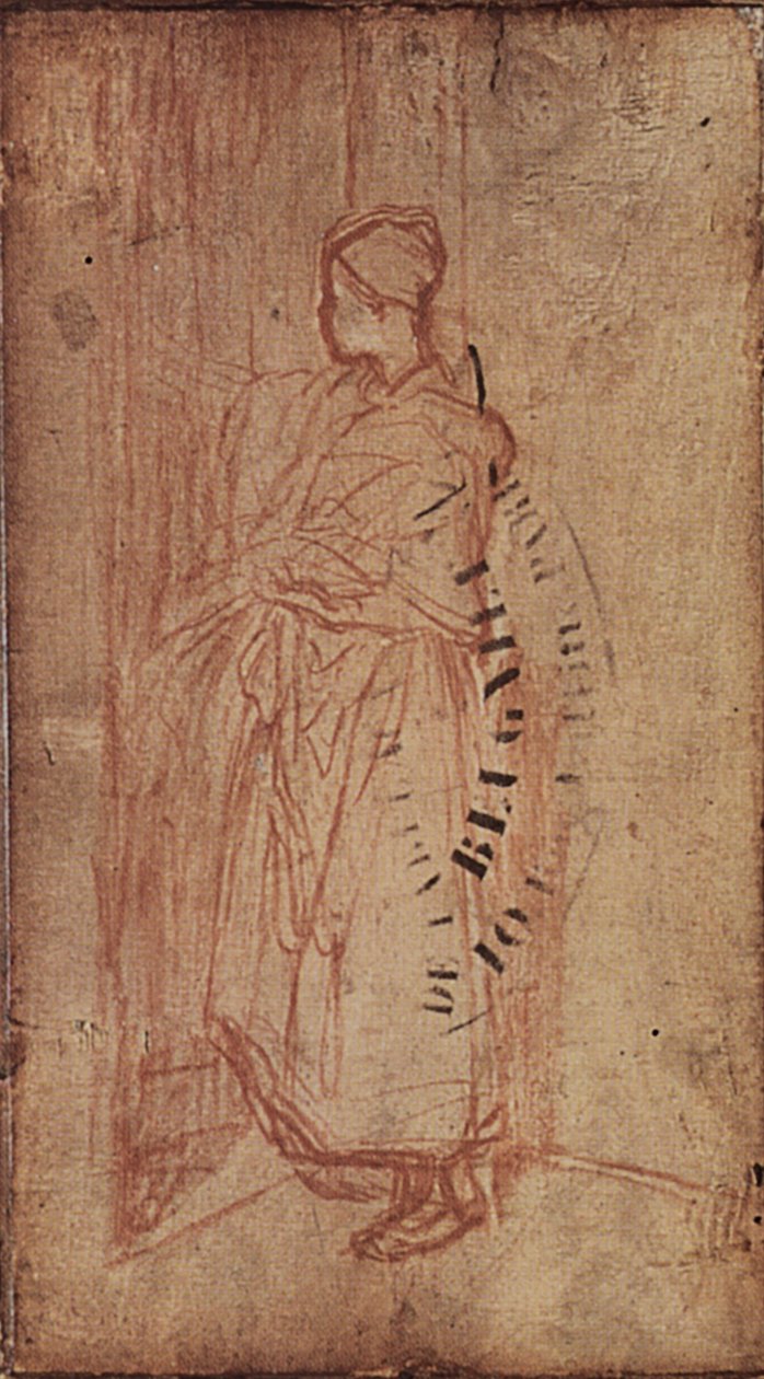 Junge Frau nimmt Wäsche aus einem Regal, ca. 1850-52 von Jean Francois Millet