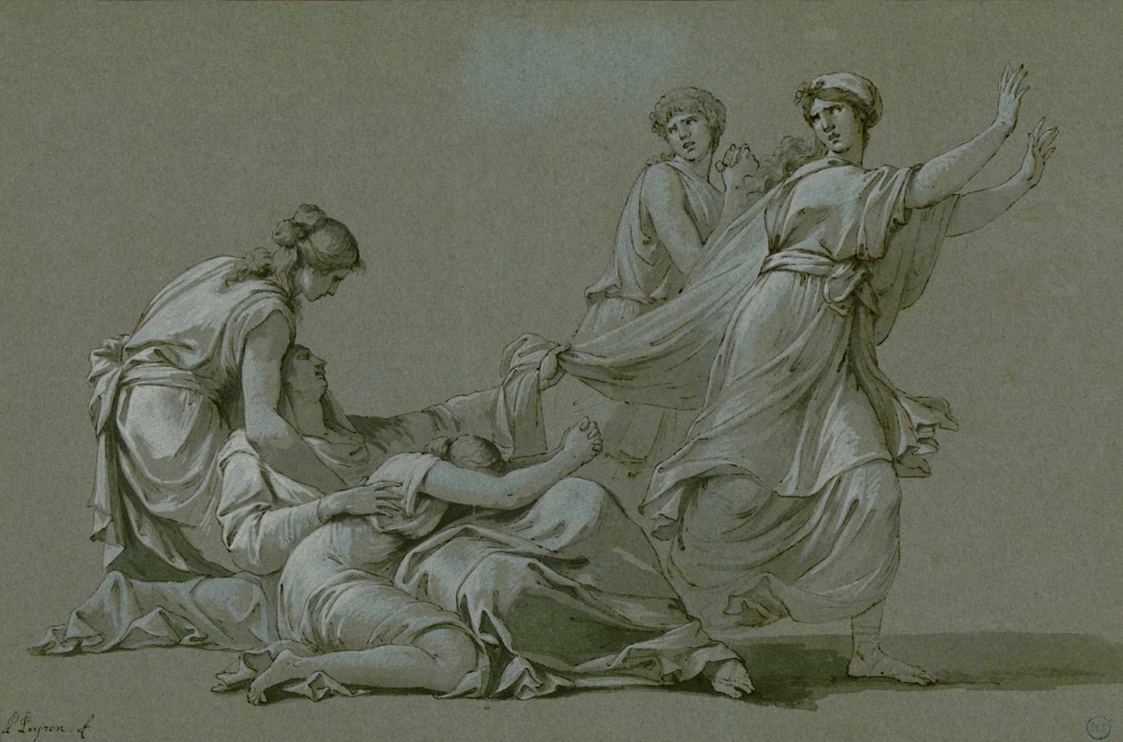 Die jungen Männer und Frauen von Athen als Opfer für den Minotaurus, ca. 1778 von Jean François Pierre Peyron