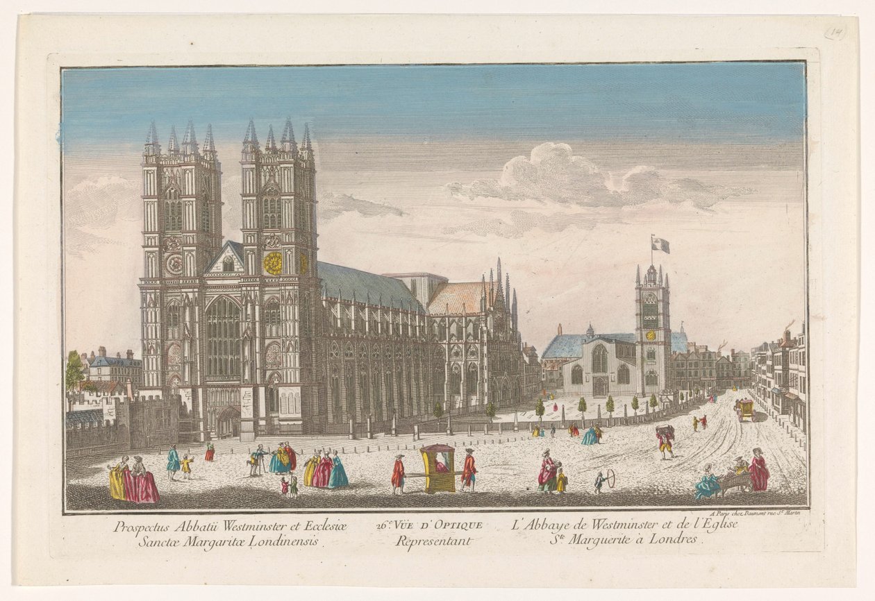 Ansicht der Westminster Abbey und der Kirche St. Margaret