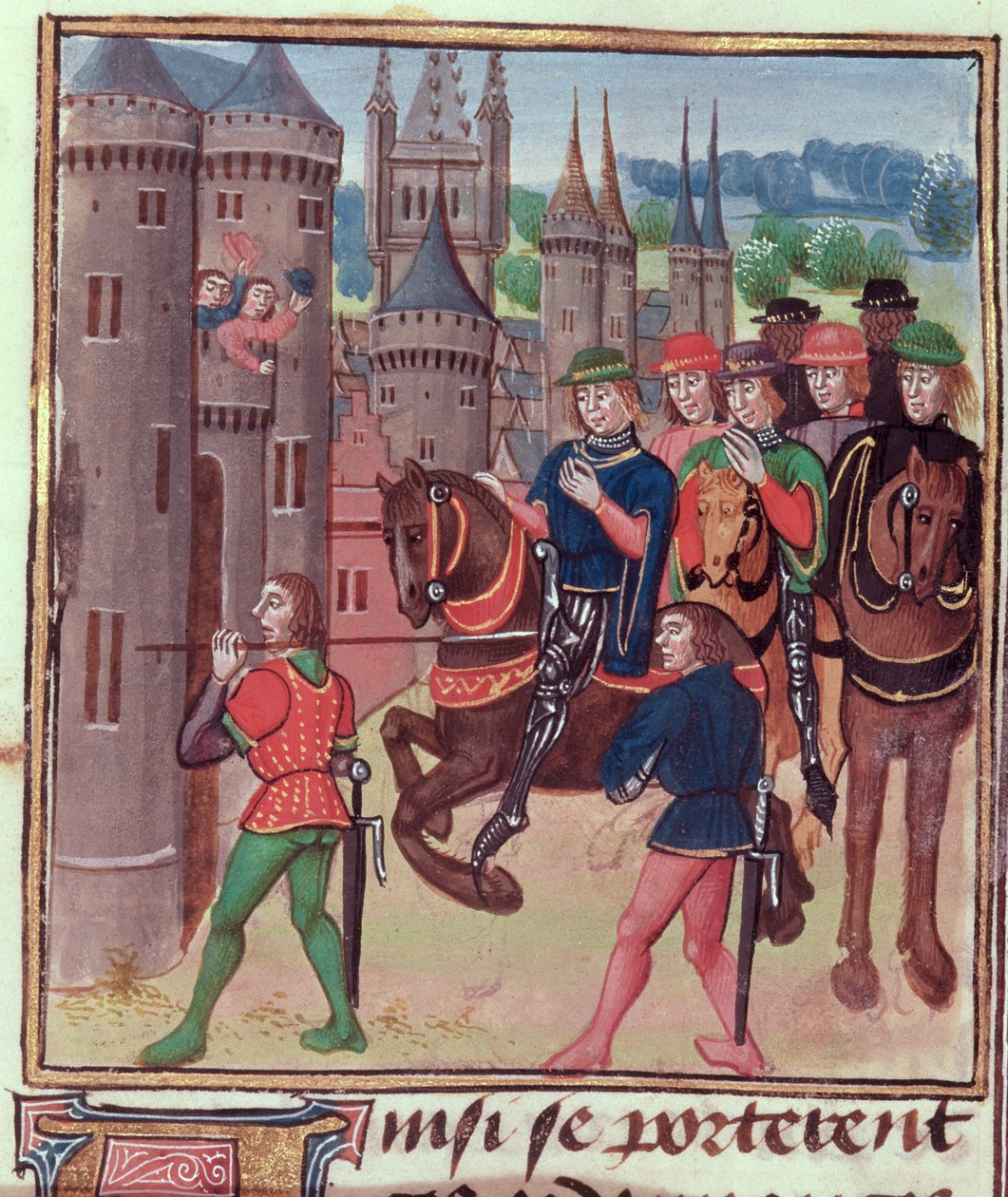 Henry Bolingbroke (Heinrich IV) betritt London, ausgeführt für Edward IV, aus Band IV (die Zeit von 1389-1400 umfassend), von Jehan Froissart, ca. 1460-80 von Jean Froissart