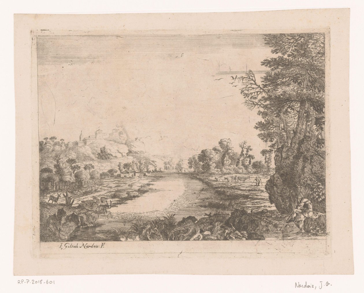 Landschaft mit Blick auf einen Fluss von Jean Galiot Nardois