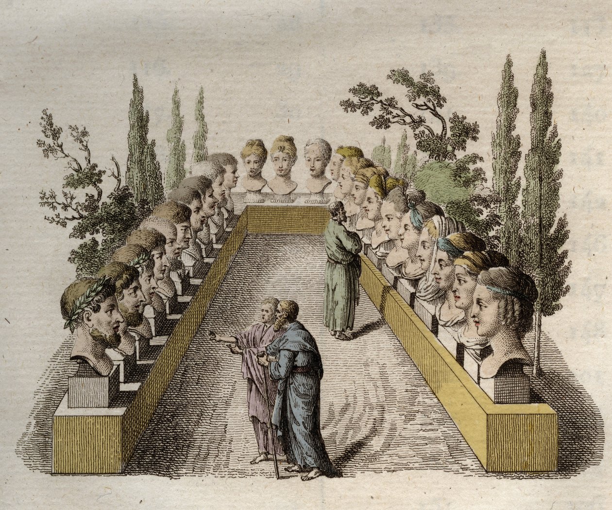 Physiognomie - Physiognomik - Mehrere Philosophen, die verschiedene Physiognomien beobachten und zu durchdringen versuchen - Gravur von 1808 in „Die Kunst, Menschen durch Physiognomie zu erkennen“ von Johann Caspar Lavater (1741-1801) - 1806. von Jean Gaspard Lavater