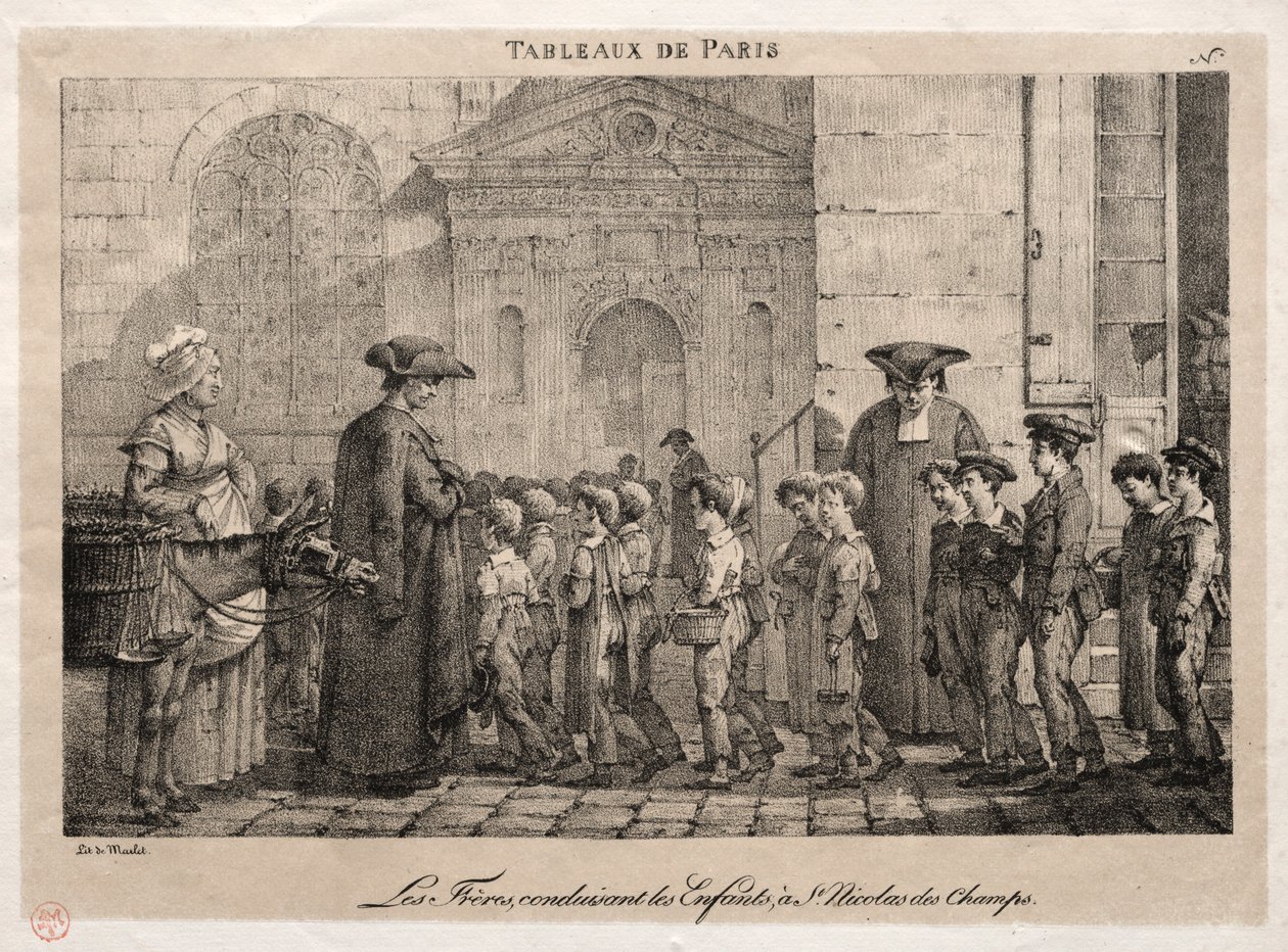Szenen aus Paris: Die Brüder führen die Kinder zu St. Nikolaus der Felder von Jean Henri Marlet