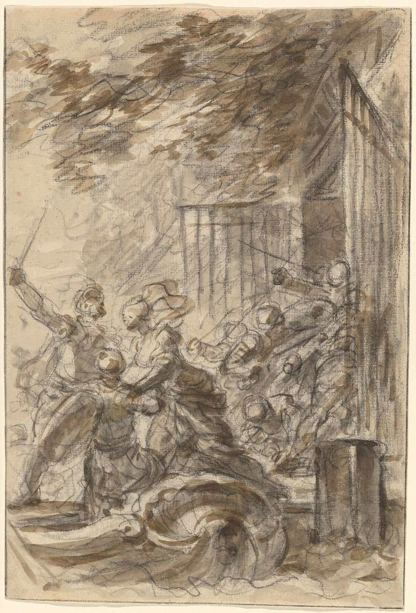 Isabella verlässt ihr Zuhause, um Odorico und seinen Männern zu folgen von Jean-Honore Fragonard